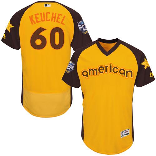 Astros #60 Dallas Keuchel Gold Flexbase Authentic Collection 2016 All-Star American League Stitched MLB Jersey - Click Image to Close